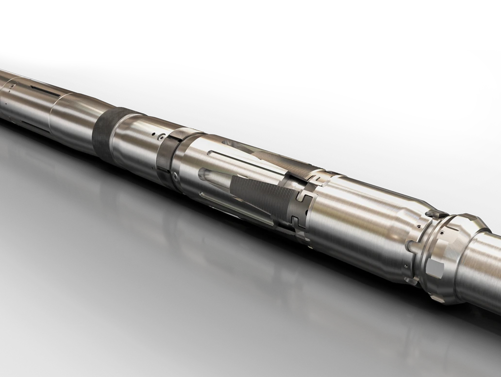 A rendering of Packers Plus' solutions liner hanger and stage tools sleeve.
