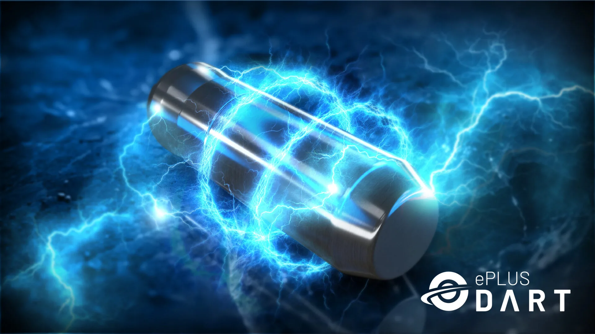 Close-up of a futuristic metallic dart surrounded by electric blue lightning effects on a dark background.